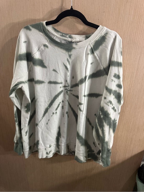 Maurices Tops - Women’s Maurices Cotton Blend Olive & White Tie-Dye Crewneck Sweatshirt Size XXL
